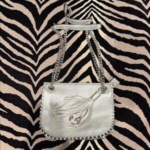 Michael Kors Silver Shoulder Bag with Chain Straps